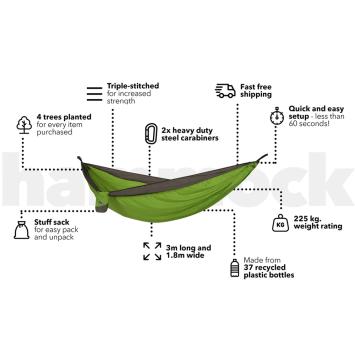 Forest Green gerecyclede hangmat incl. riemen