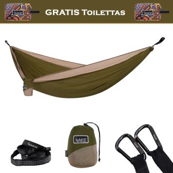 Olive Green gerecyclede hangmat incl. riemen | GRATIS toilettas