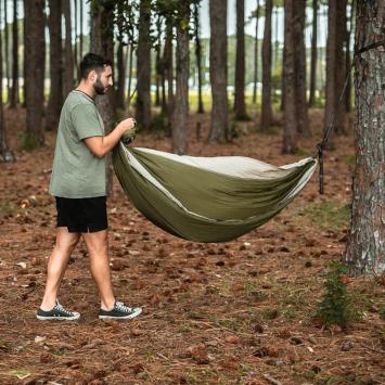 Olive Green gerecyclede hangmat incl. riemen