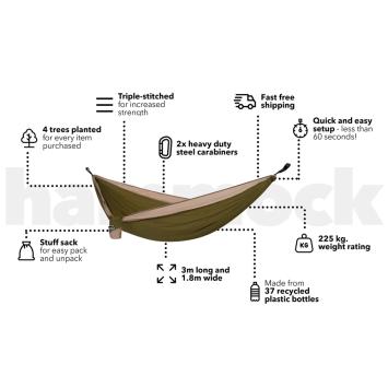 Olive Green gerecyclede hangmat incl. riemen