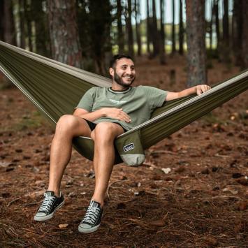 Olive Green gerecyclede hangmat incl. riemen